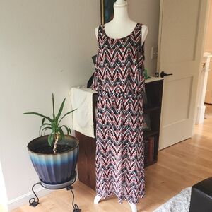 Robert Louis Zigzag Asymmetrical Maxi Dress, Size XL